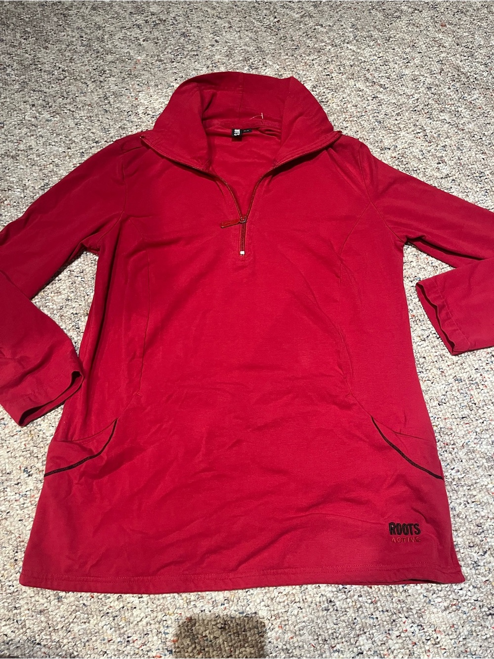 Roots Red Quarter-Zip Pullover Sweater